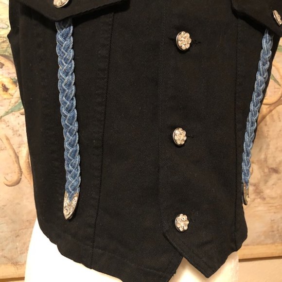 Sz S Watch LA Vintage 90’s Black Denim Vest - Picture 7 of 16